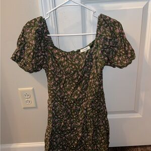 Francesca's Collections Green and Pink Floral Dress